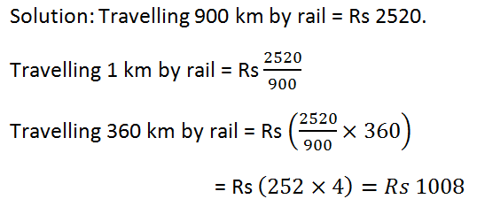 travelling 900 km by rail cost 2520