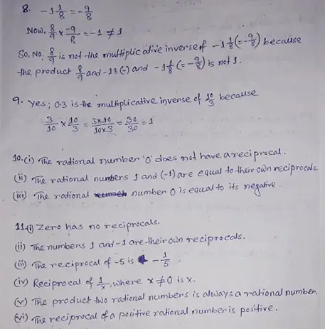 NCERT Class 8 Mathematics First Chapter Rational Numbers Exercise 1.1 ...