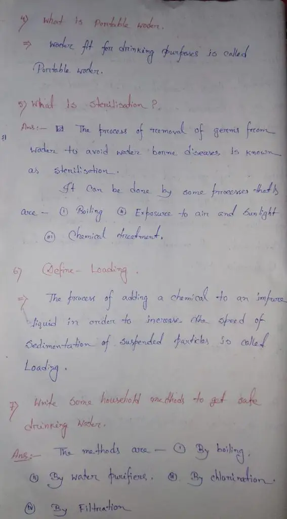 Selina Concise Class 6 Chemistry Inside Question Answer – Water