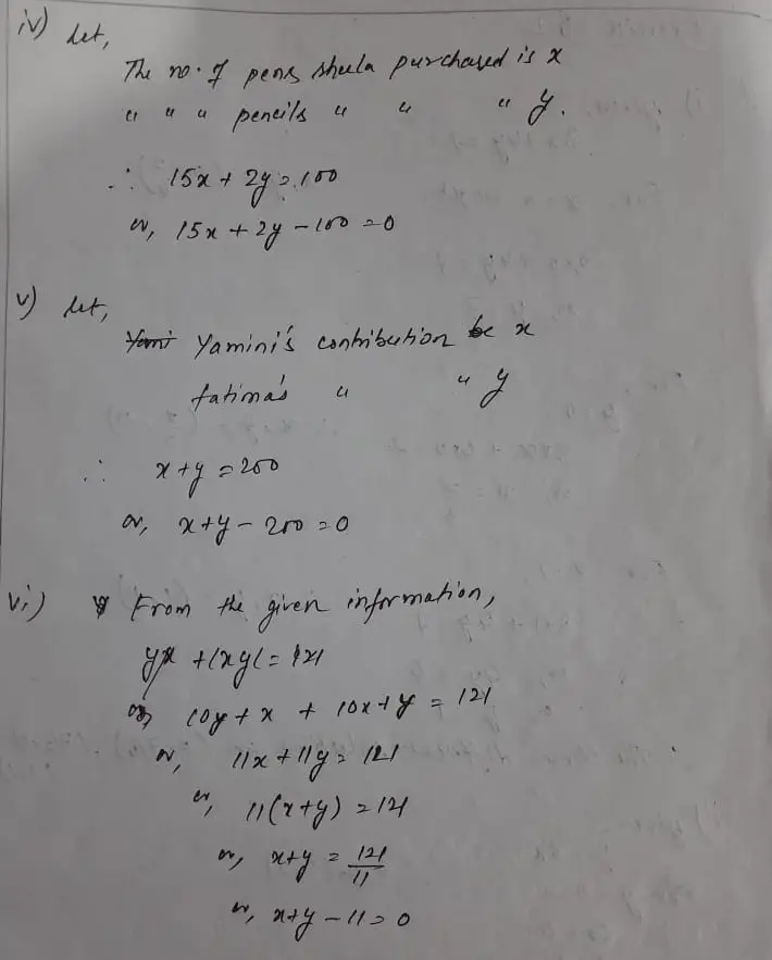 Telangana Scert Class 9 Math Solution Chapter 6 Linear Equations In Two Variables Exercise 6 1