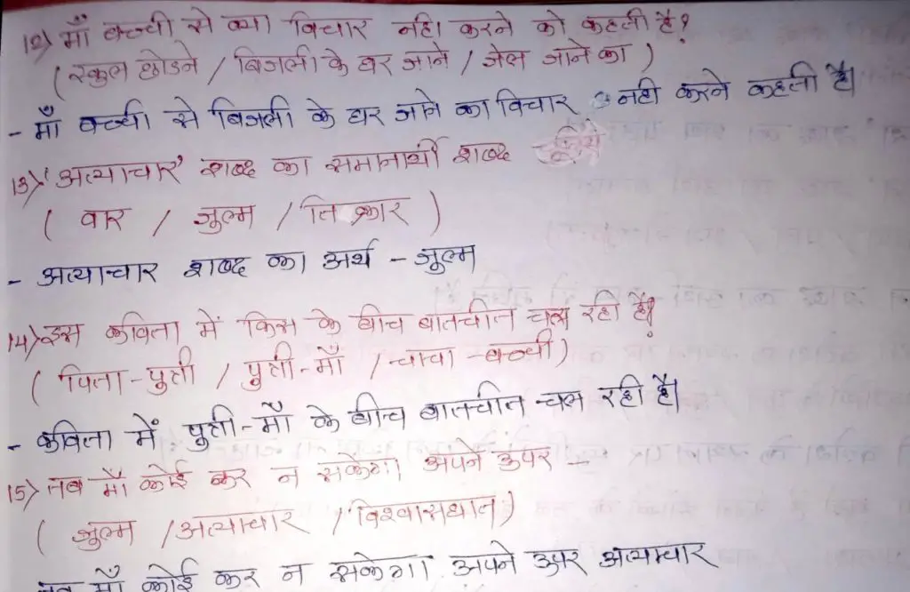Pani Aur Dhoop MCQ Questions Class 7 Hindi Book - Durva Chapter 14