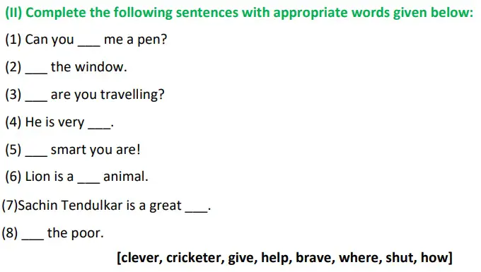 Kinds Of Sentences Exercise Class 7
