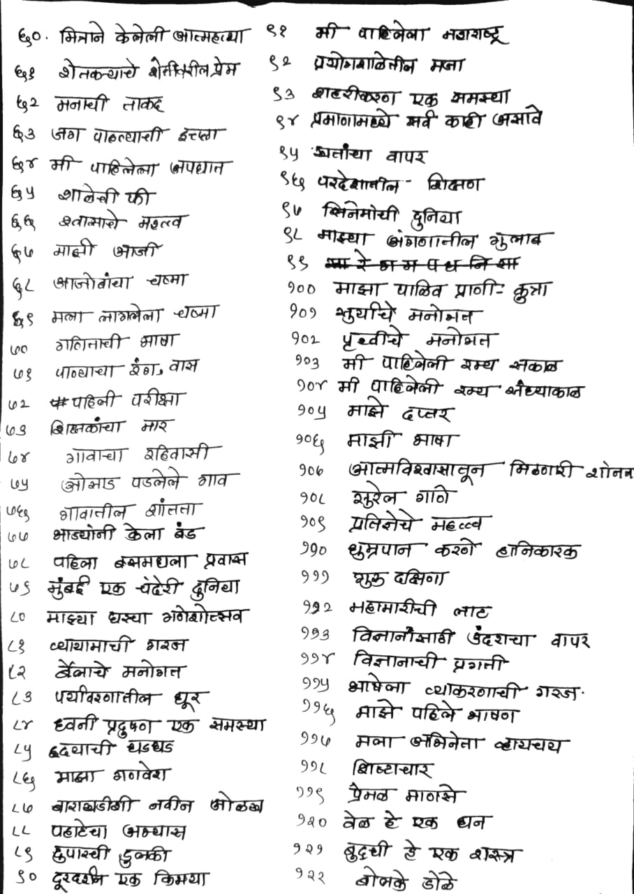 essay topics in marathi for class 6
