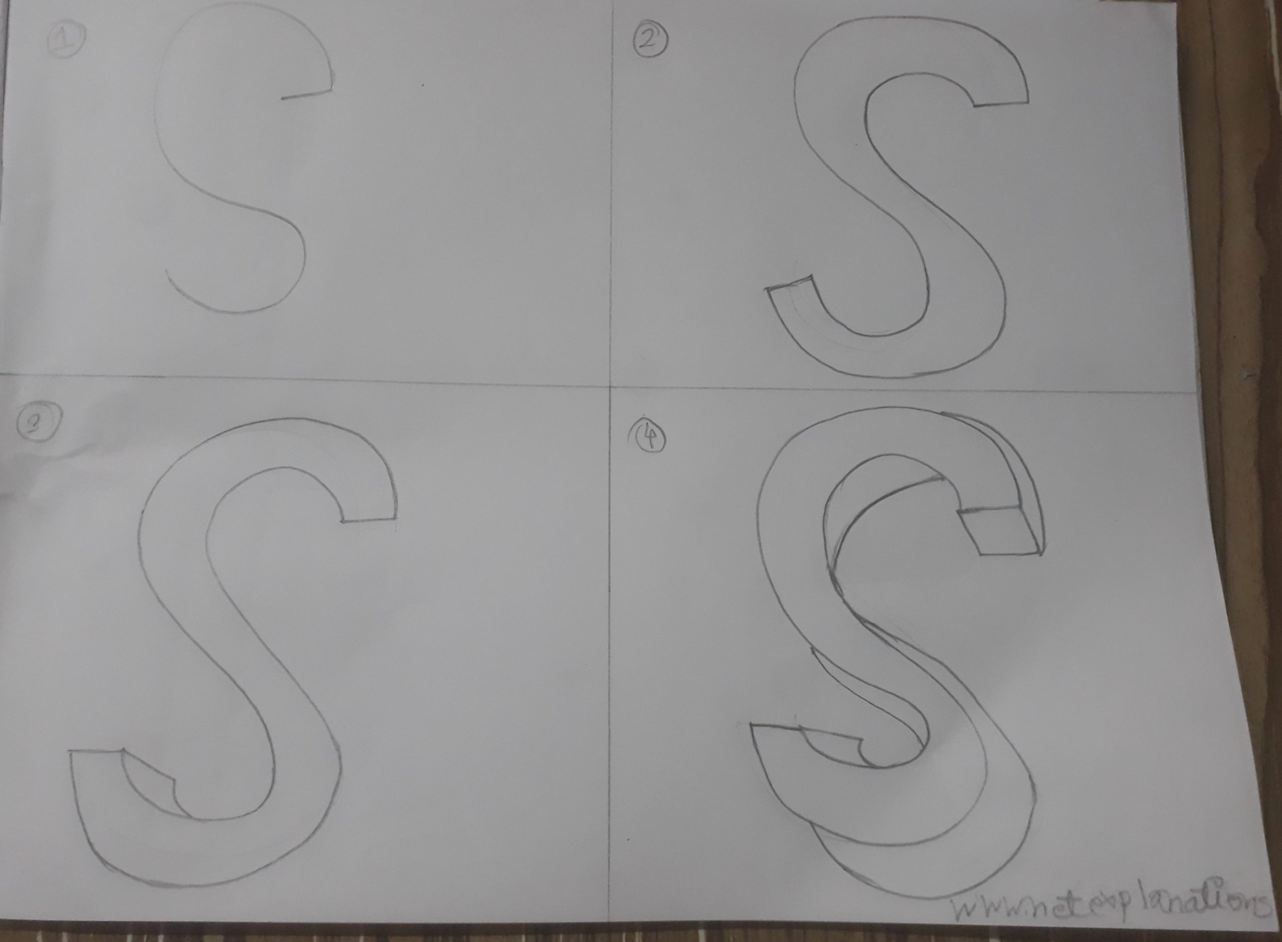 How to draw Alphabet S in 3D Easy Drawing Alphabet S in 3D