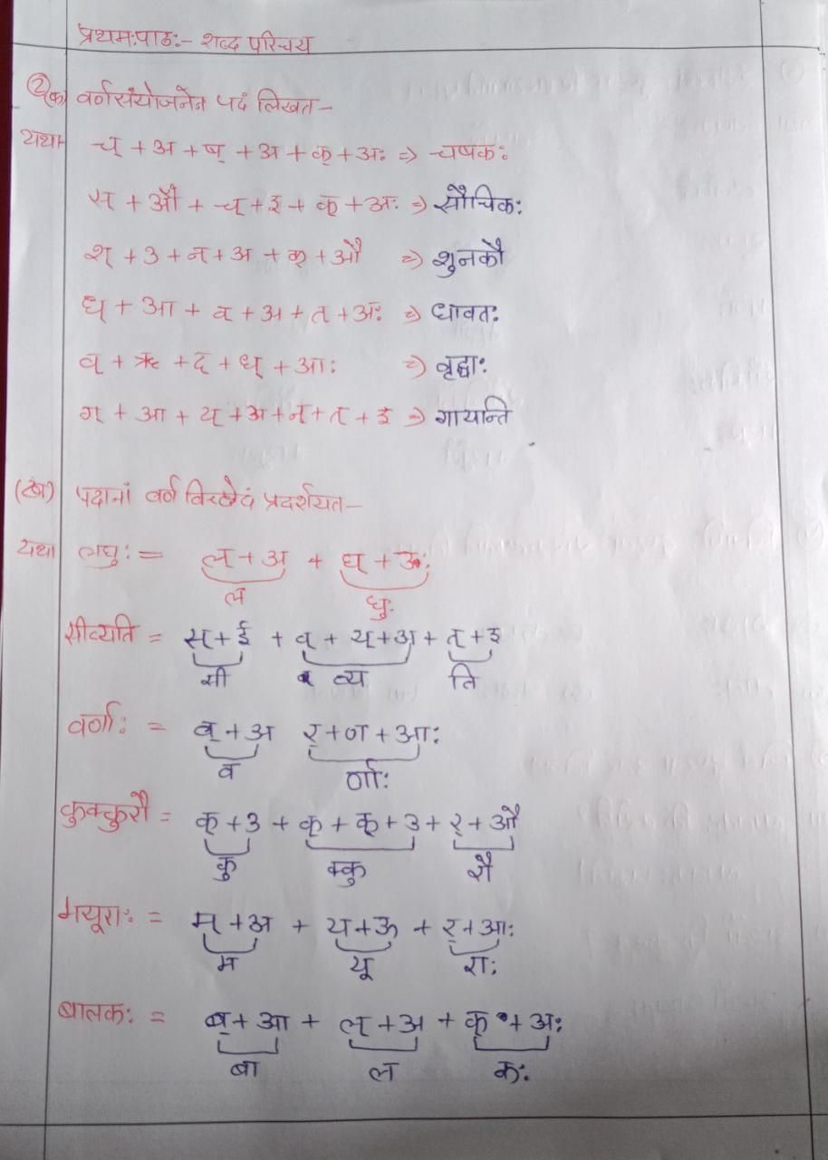 NCERT Solutions : Class 6 Sanskrit Chapter 1 शब्द परिचय