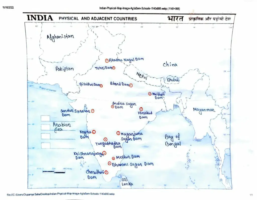 Major Dams In India Map
