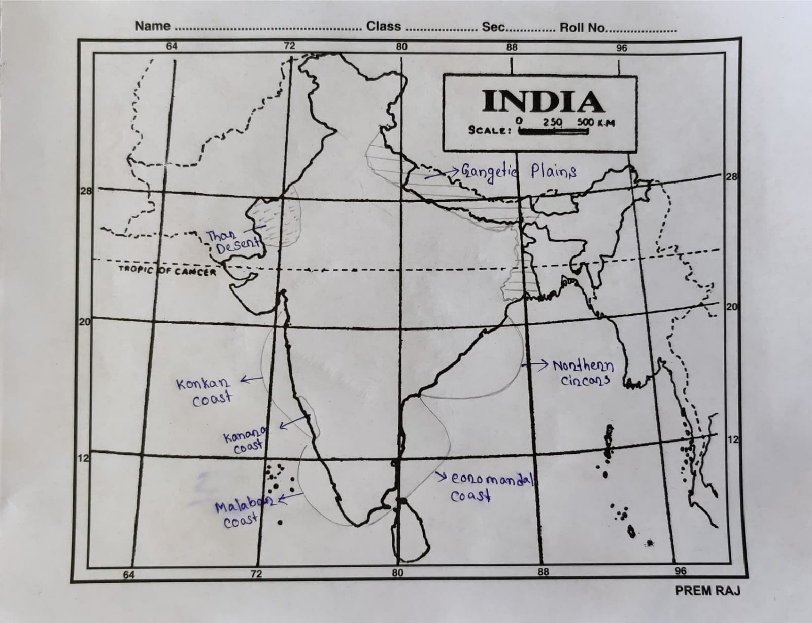 ICSE Class 10 Geography Map Marking Solution