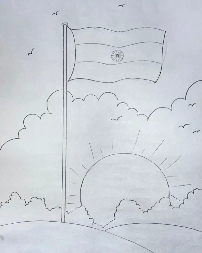 Indian Flag Drawing For Kids  Easy Step By Step Drawing