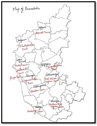 Mark The Dams Of Karnataka On A Map And Name Them 